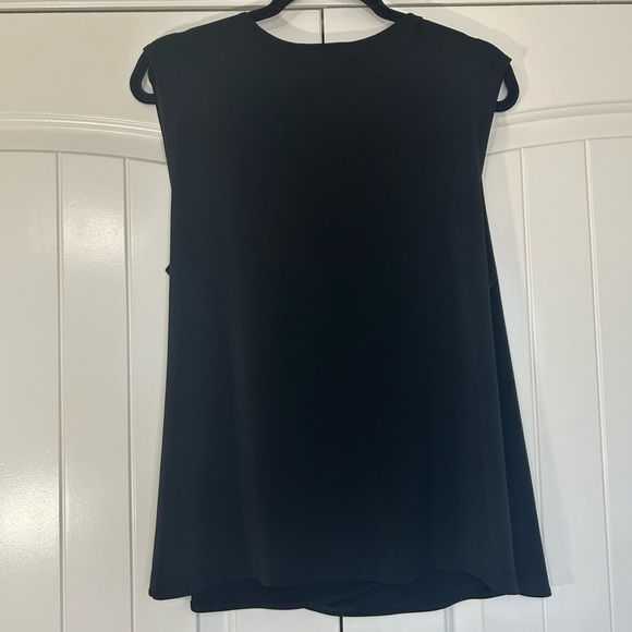 Bob Mackie “Wearable Art” Black, Wrap Style Sleeveless Top w/Ruching. Size Large - Picture 2 of 7